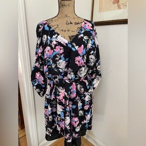 Boutique Women’s Floral Romper with Pink and Blue Accents and Pockets Size 1X